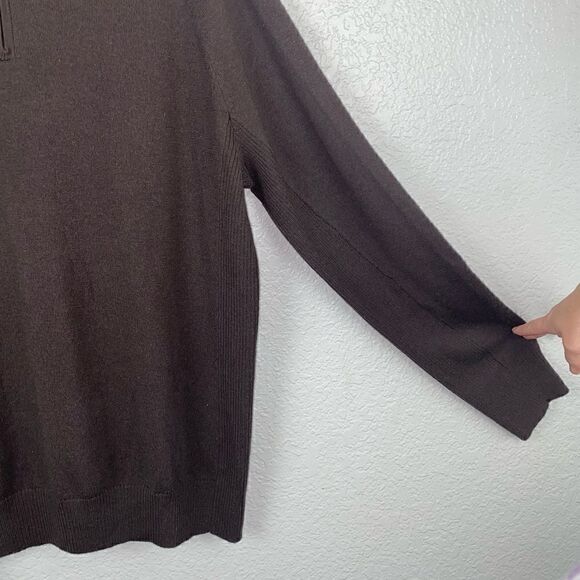 GAP Men's Brown Long Sleeve 100% Wool 1/4 Zip Sweater Extra Large XL - Picture 3 of 9